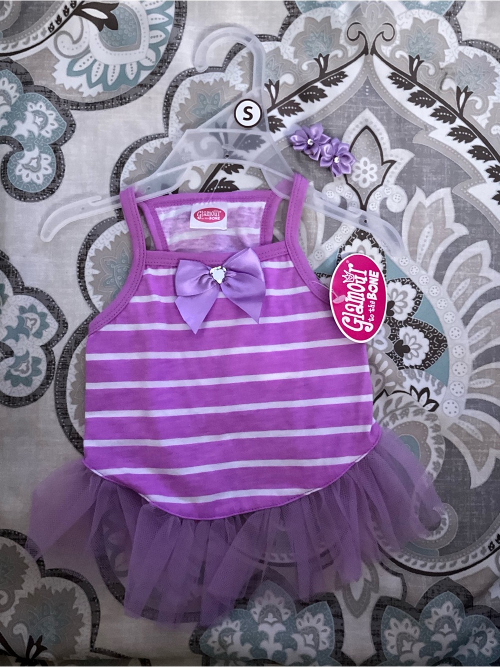 Purple Striped Tutu Tank with Bow - Picture 1 of 1
